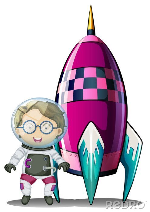 Sticker Astronaut en ruimteschip