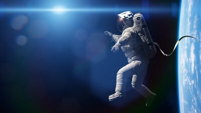 Astronaut in de ruimte tegen de achtergrond van de planeet