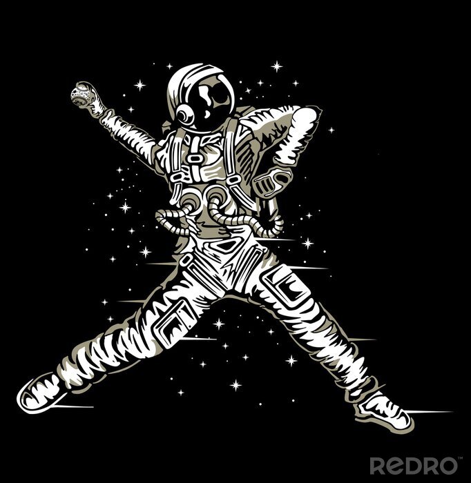 Sticker Astronaut in een ruimtepak die een bal gooit