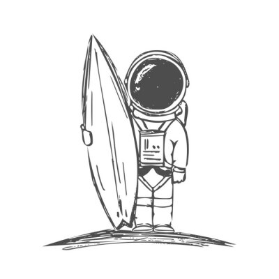 Sticker Astronaut in een ruimtepak met een bord