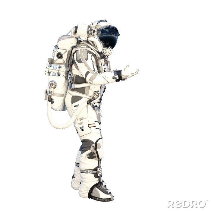 Sticker Astronaut in een ruimtepak strekt zijn hand uit