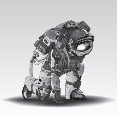 Sticker Astronaut in grafische looppositie