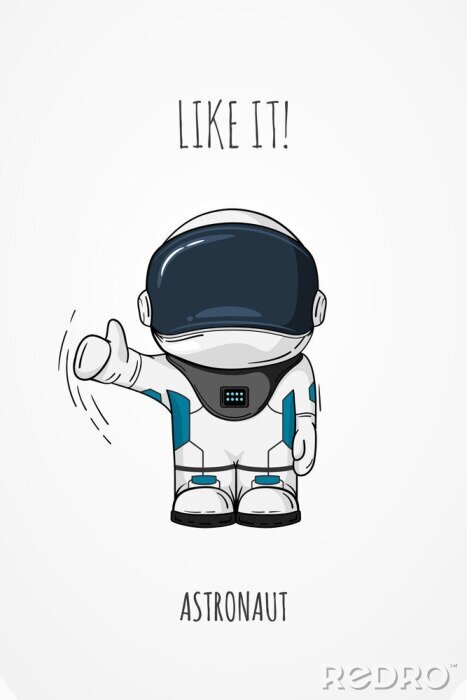 Sticker Astronaut in ruimtepak met omhoog duim