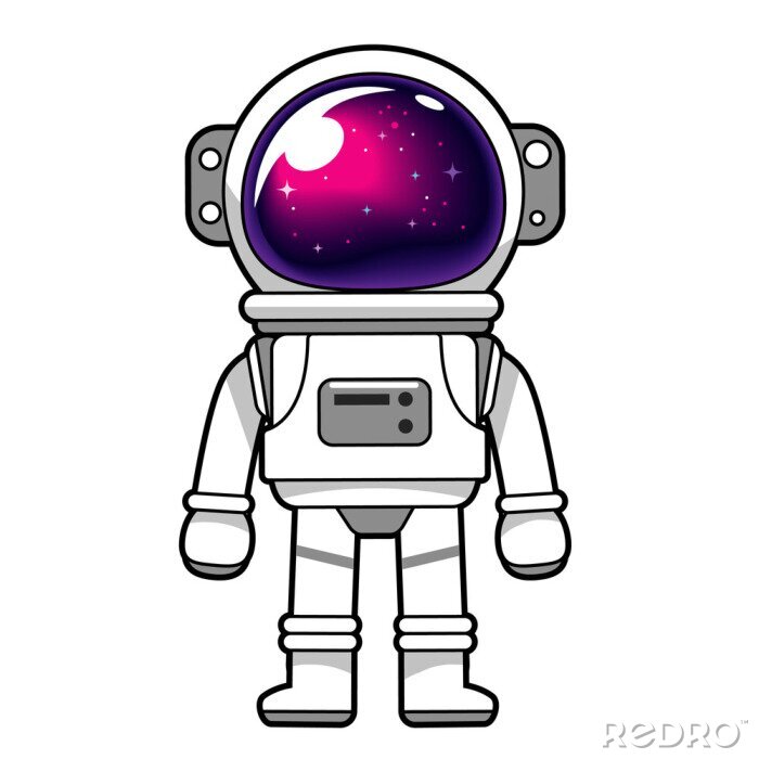 Sticker Astronaut met sterren weerspiegeld in zijn helm