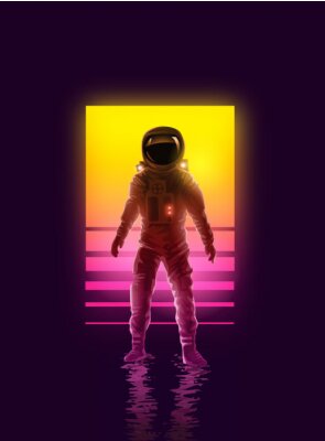 Astronaut op een grafische achtergrond