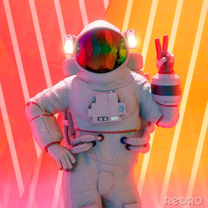 Sticker Astronaut poseren voor een foto