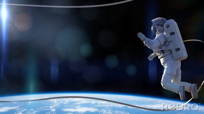 Sticker Astronaut tijdens een ruimtewandeling