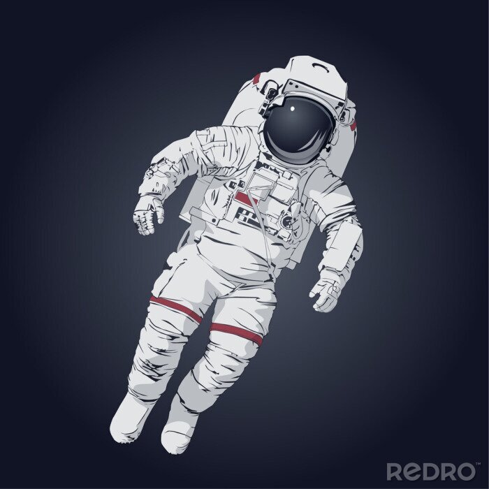 Sticker Astronaut vliegt in gewichtloosheid tekenen