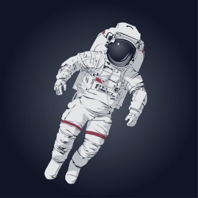 Sticker Astronaut vliegt in gewichtloosheid tekenen