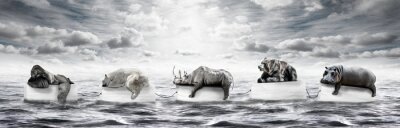 Sticker auf dem meer