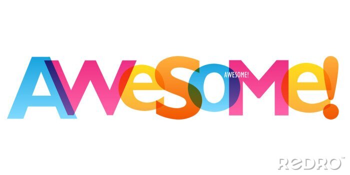 Sticker AWESOME! colorful vector typography banner