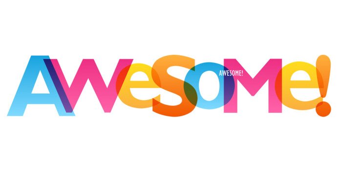 Sticker AWESOME! colorful vector typography banner