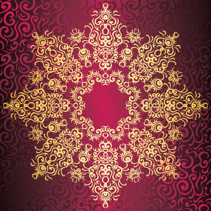 Sticker Aziatisch motief op een rode achtergrond