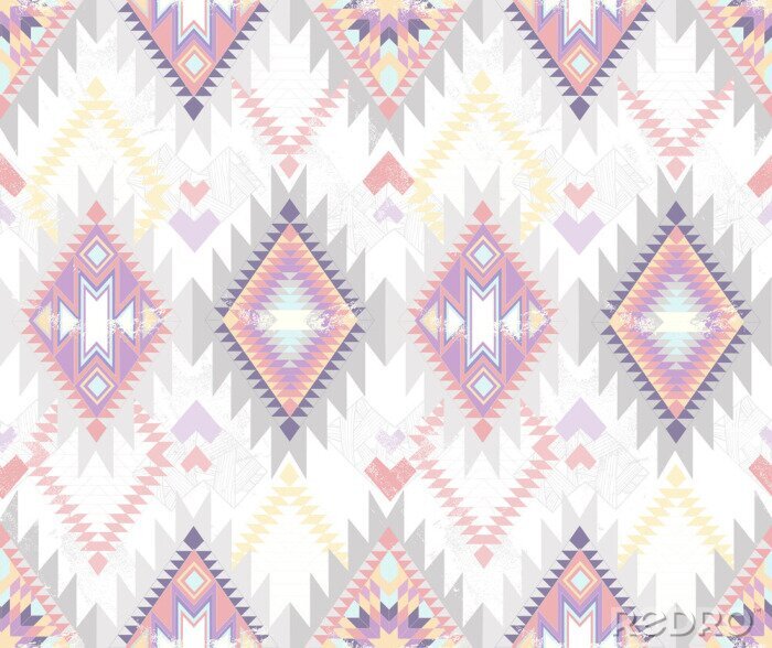 Sticker Azteeks patroon in pastelkleuren