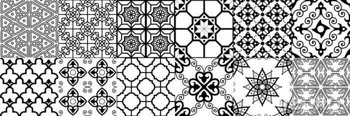 Sticker Azulejo-tegels met tweekleurige afbeeldingen