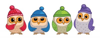 Sticker Babyuilen in hoeden