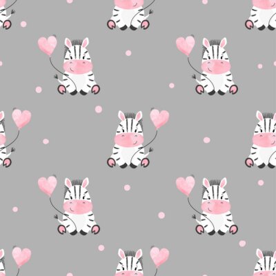 Behang Babyzebra's met ballonnen