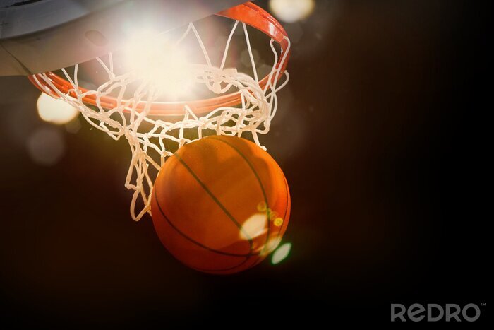Sticker Bal in de basket in de sporthal
