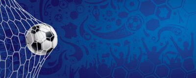 Sticker Bal in het net op een blauwe achtergrond