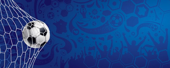 Sticker Bal in het net op een blauwe achtergrond