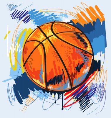 Sticker bal op een geschilderde gekleurde achtergrond