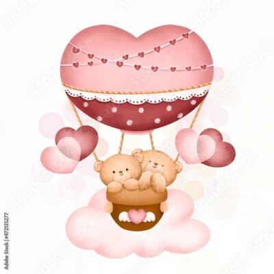 Sticker Ballonvlucht twee beren