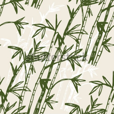 Sticker Bamboe bospatroon als achtergrond. Hand verdrinken bamboebos. Vector illustratie