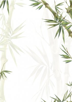 Sticker Bamboescheuten op een lichte achtergrond