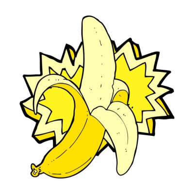 Sticker Banaan cartoon afbeelding op witte achtergrond
