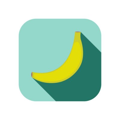 Sticker Banaan minimalistisch logo op een turquoise achtergrond