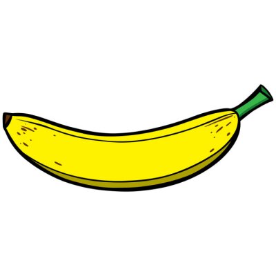 Sticker Banaan op een witte eenvoudige afbeelding als achtergrond