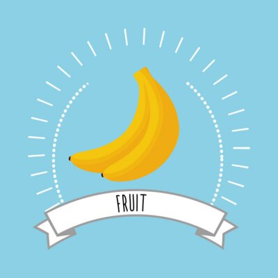 Sticker Banaan tropisch fruit getekende tekening