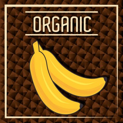 Sticker Bananen in een frame op een bruine achtergrond