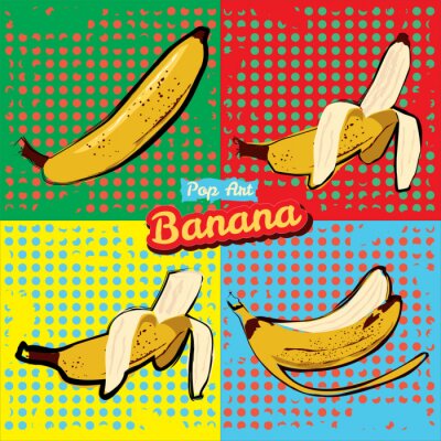 Sticker Bananen veelkleurig pop-art