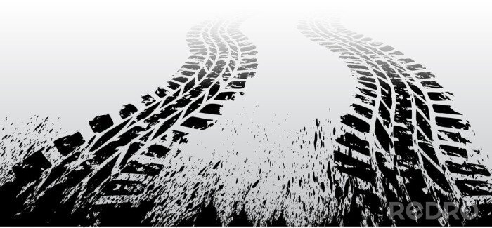 Sticker Bandensporen in de sneeuw