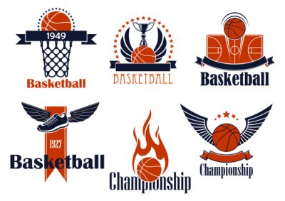 Sticker Basketbal sport pictogrammen met game items