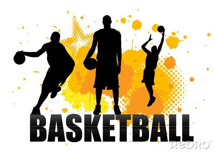 Sticker basketballer in act met grunge achtergrond