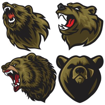 Sticker Bear Logo Set Vector Premium Collection