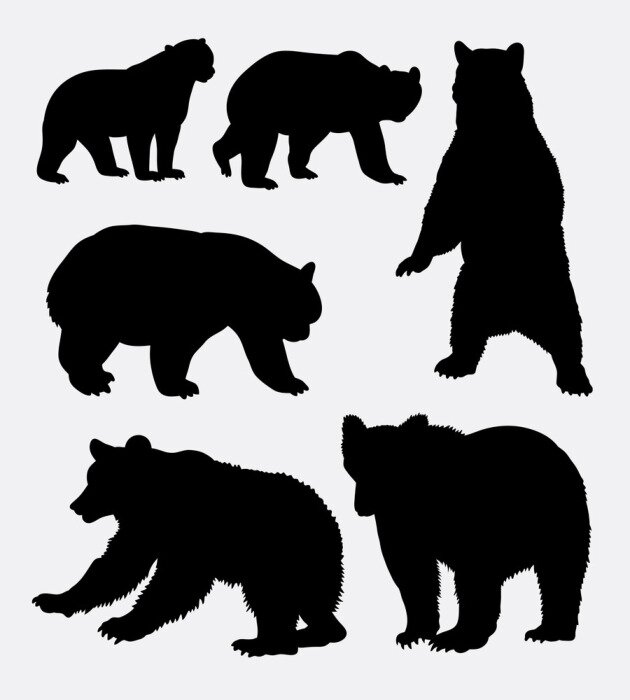 Sticker Bear wild dier silhouet 6. Goed gebruiken voor symbool, logo, web pictogram, mascotte, teken, sticker, of een ontwerp dat u wilt. Makkelijk te gebruiken.
