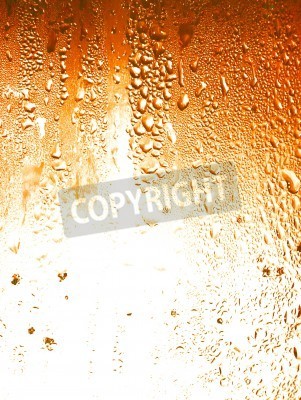 Sticker Beer, liquid drops condensing on a glass background