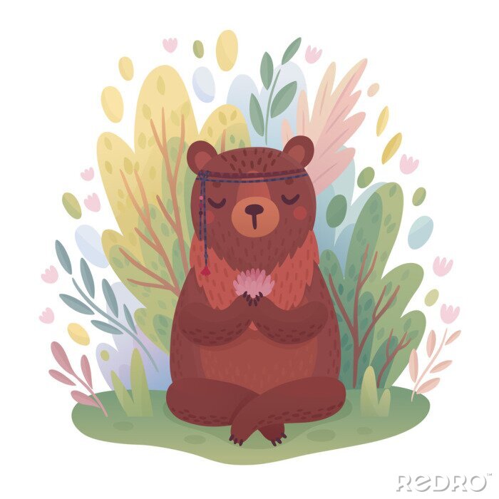 Sticker Beer met een bloem in zijn pootjes en een verband om zijn kop