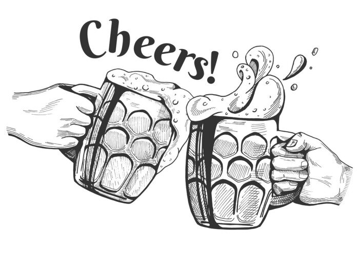 Sticker Beer mugs cheers clinking