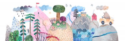 Sticker Beer op reis in de heuvels