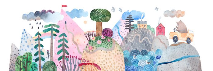 Sticker Beer op reis in de heuvels