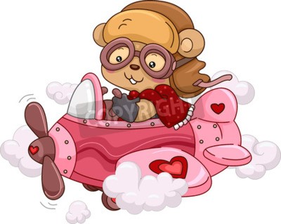 Sticker Beerwelppiloot aan het stuur van een roze vliegtuig