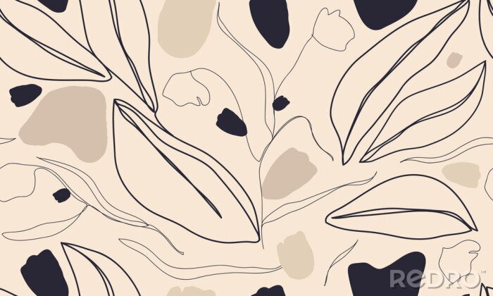 Sticker Beige gekrulde lijnen in moderne stijl