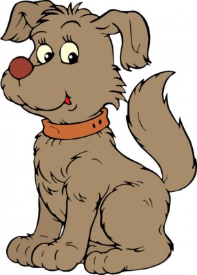 Sticker Beige ruige hond met een bruine halsband