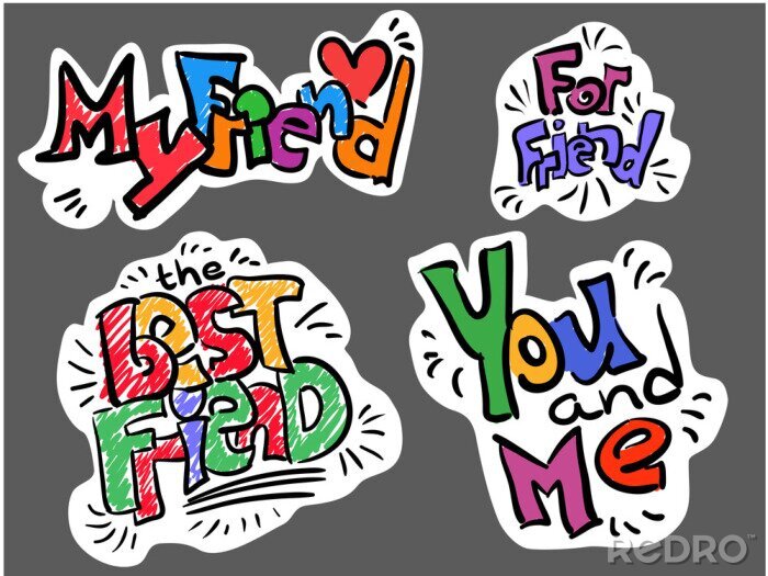 Sticker Belettering hand tekening stickers Vriend