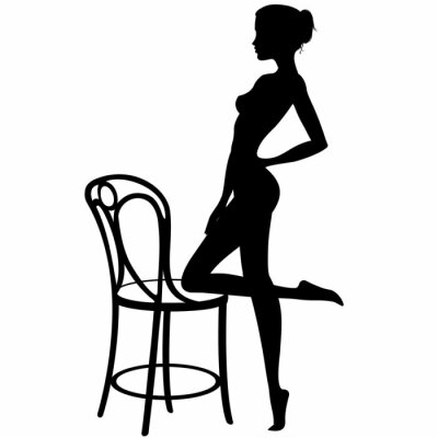 Sticker Bella Ragazza con Silhouet Sedia-Beautiful Girl's met stoel