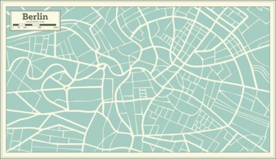 Sticker Berlijn Duitsland Kaart in Retro Style.